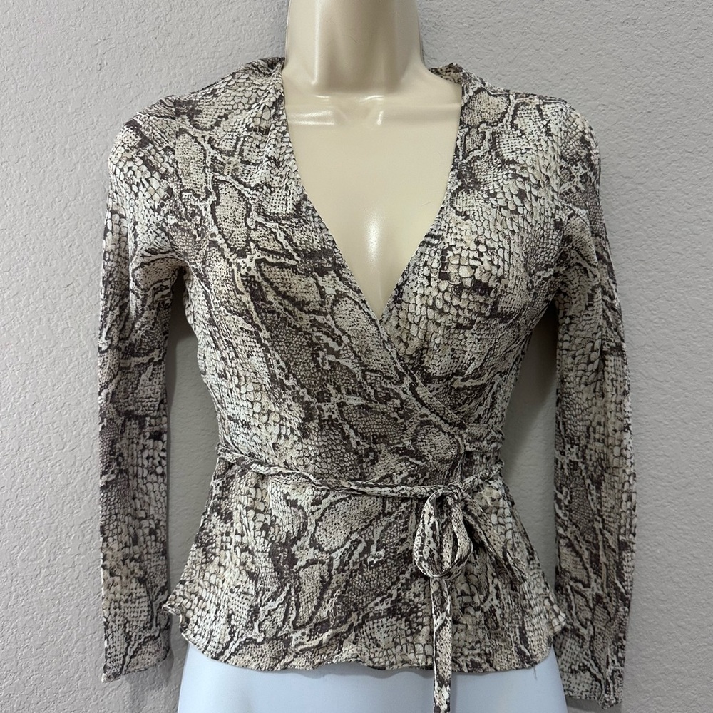 Reformation Langley Python Wrap Top Size Medium - image 3